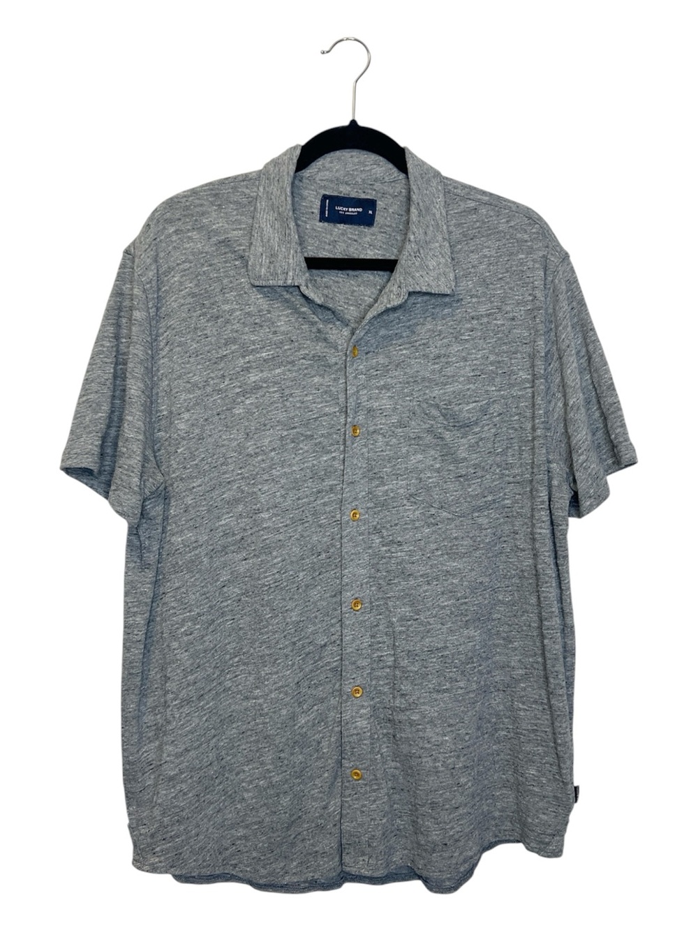 Lucky Brand Linen Blend Button Up Short Sleeve Shirt size XL